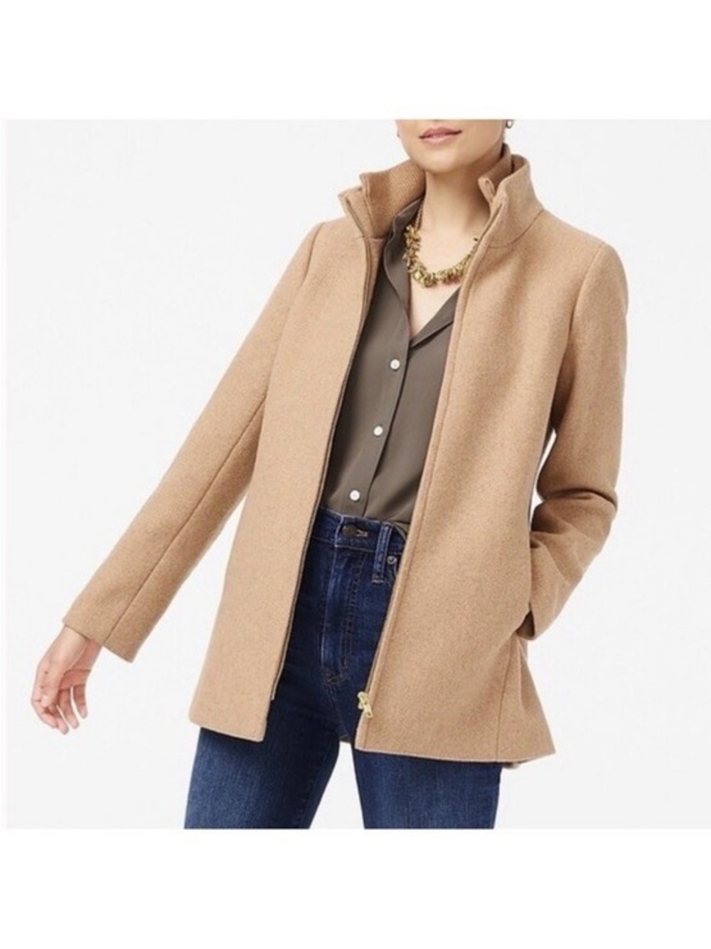 J. Crew Camel Wool-Blend Village Coat | size 8
